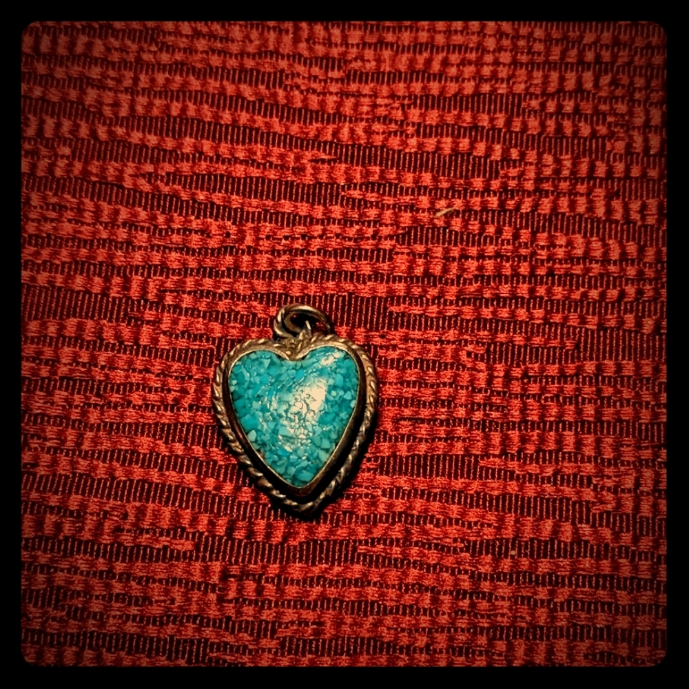 Vintage Heart Blue Mosaic Pendant